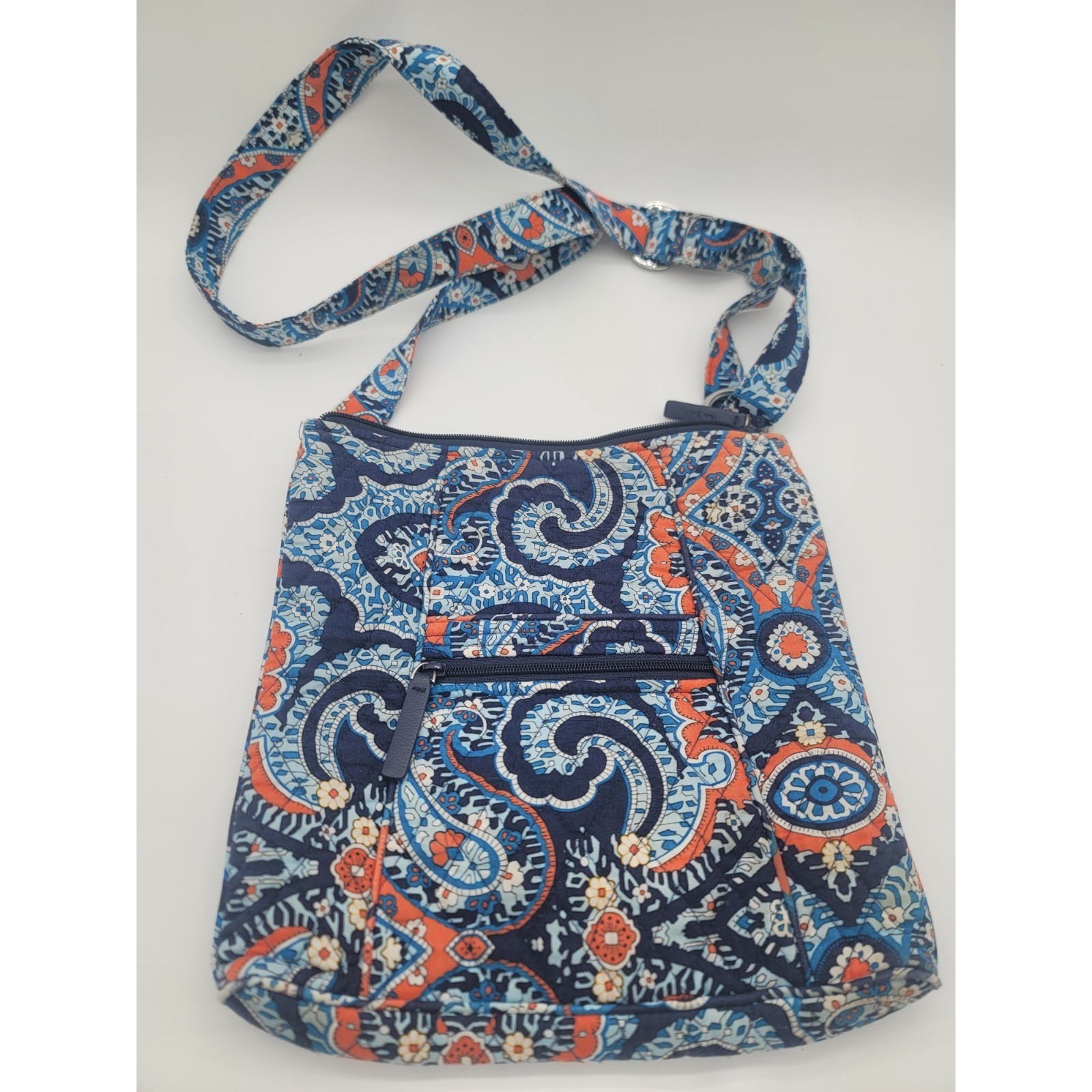 Vera Bradley Hipster Crossbody Bag Blue Paisley Floral Quilted Shoulder Purse